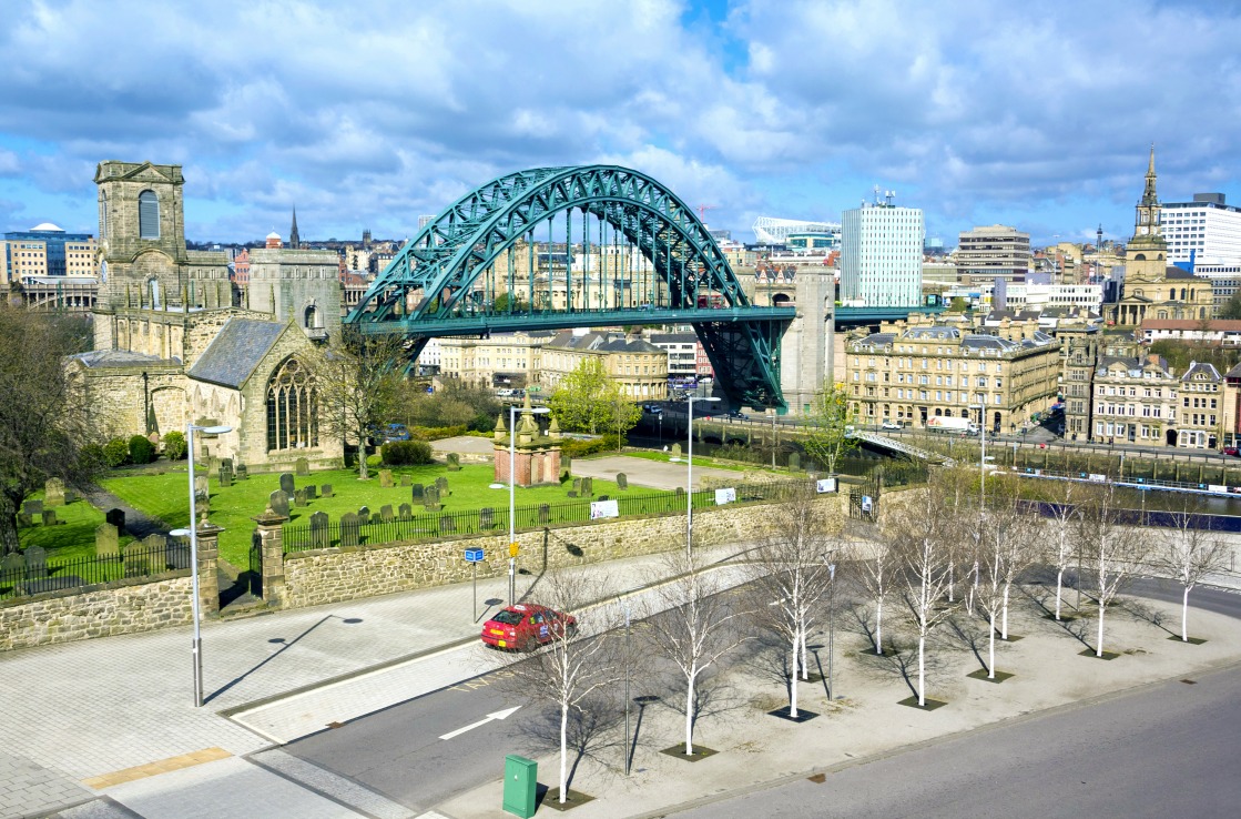 Blick über Newcastle in der Sonne